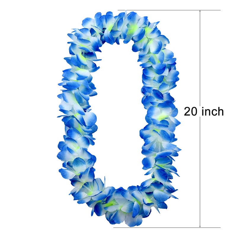 Auerllcy Hawaiian Leis 4-Piece Set | Extra-Fluffy 80-Petal Density Silk Flower Necklace, Headband & 2 Wristbands | Soft Tropical Luau Party Favors & Costume Accessories - Image 2